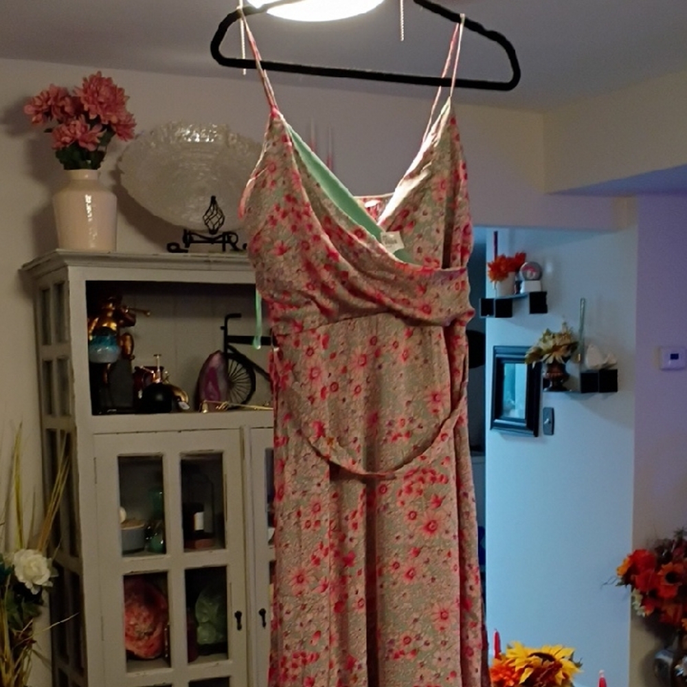 Monteau Pink and Green Floral Dress